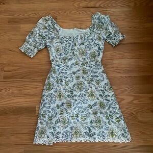 Avec Les Filles Floral Eyelet Peasant Dress XS